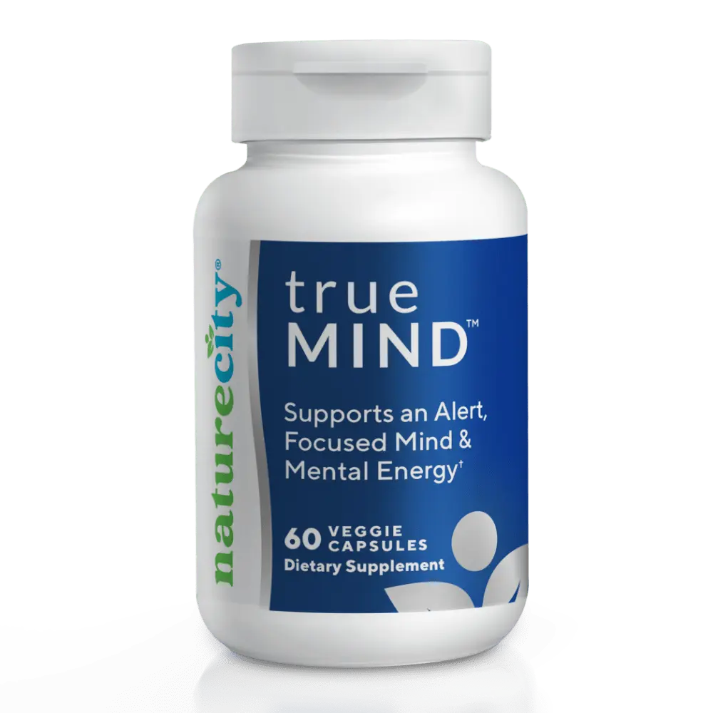 NatureCity TrueMind Cognitive Support Supplement - Focus, Alertness and Mental Performance Blend - Brain Health, Memory and Clarity - Non-GMO Veggie Capsules - 60 Count