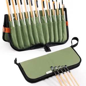 Stand Up Canvas Paint Brush Holder Case for Artists 22 Slots Brush Organizer with Pop-Up Stand Zippered Travel Paint Brush Storage Bag for Acrylic Oil Watercolor Brushes Portable Paintbrush Case
