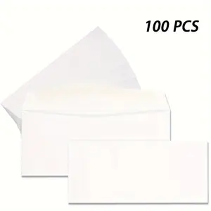 100 Pack No Window Self-Seal Envelopes, Plain Color, Quick Seal, Size 4-1/8 X 9-1/2 Inches, Standard Envelopes