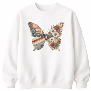 [Sale off up to 65%][Free Ship] Vintage Americana Butterfly Sweatshirt Graphic Pullover