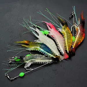 7x Luminous Fishing Bait Lure Artificial Shrimp Lures Soft Hook Prawn Bait Kit