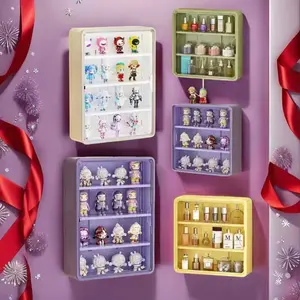 Large Wall-Mounted Display Shelf Storage Rack, 4/3 Layer Acrylic Box, Action Figure Holder, Space Saving, Transparent Compartments, Floating Display Shelf