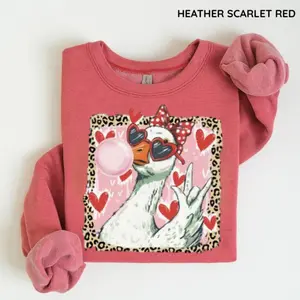 Valentine Goose Sweatshirt/Hoodie/T-Shirt, Cute Love Goose With Heart Sunglasses Bubblegum, Funny Animal Valentine Shirt, For Men and For Women