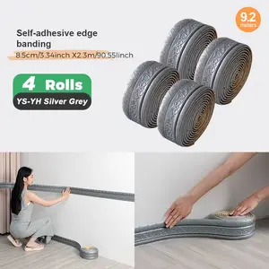 3D Waterproof self-adhesive corner wall paper, 4 rolls total 9.2 meters decoration border suitable for walls and doors, washable plastic surface decoration