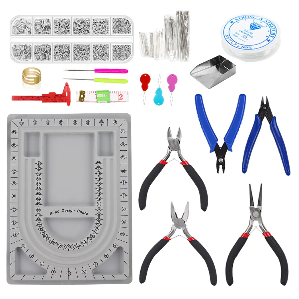 All-in-One Jewelry Making Kit - Beading Tools, Bead Design Board, Pliers & Findings for DIY Bracelets & Necklaces