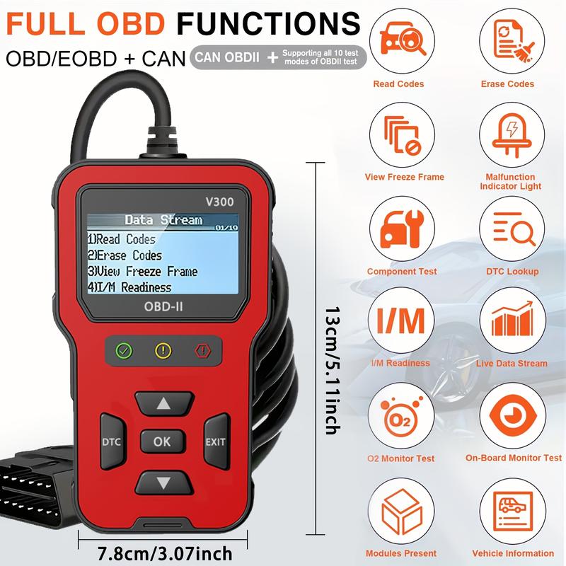 Eobd Car Diagnostic tool-Auto repair-Enhanced Engine Fault Code Reader and Resetter, Suitable for Mode 6/Mode 8 Vehicles Produced After 1996, No Battery Required