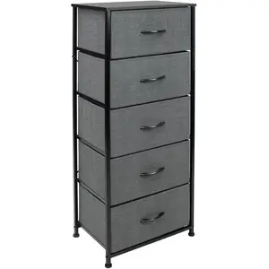 Sorbus 5-Drawer Tower Nightstand - Fabric Drawers and Lightweight Steel Frame, Ideal for Bedroom and Living Room Storage
