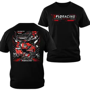 FloRacing T-shirt, 2 Sides Print Dirt Track Racing Cars Graphic Tee, Soft Cotton Blend Unisex T Shirt, Sprint Car Late Model Motorsports Fan Apparel, Gift for Dirt Track Racing Fans Men's and women's tops suitable for everyday wear and all seasons