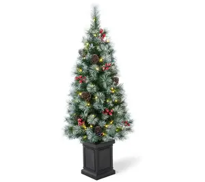 Glitzhome 4'H Pre-Lit Pine Artificial Christmas Porch Tree