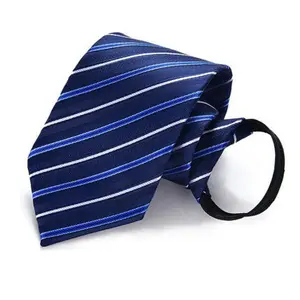 Men’s Pre-Tied Zipper Necktie – Sharp Striped Design for Office, Church, or Weddings, Easy to Wear and Always Neat