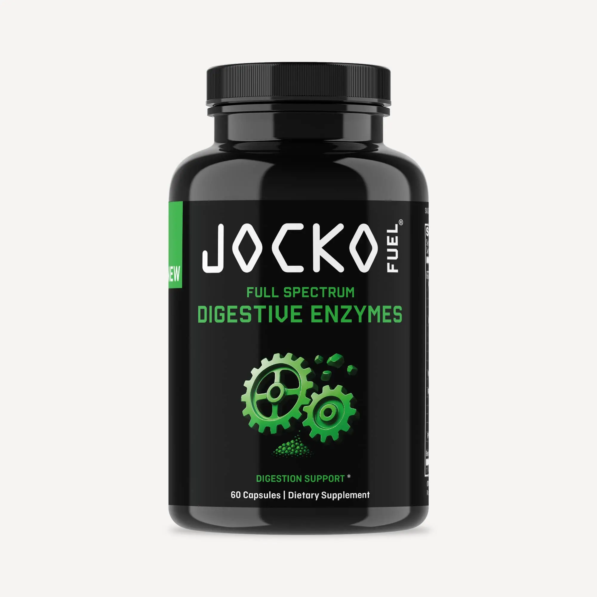 JOCKO FUEL Digestive Enzymes Dietary Supplement - Full-Spectrum Blend with Multi-Ph Proteases & Dairy Lactase Help, Enzyme Support for Fitness Muscle Growth, Gut Relief & Maximizes Absorption, Stimulant-Free Nutritional Supplement