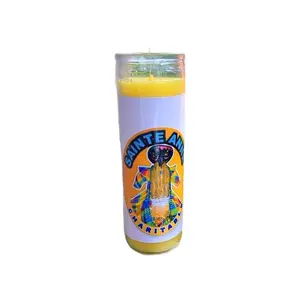 Grand St Tanne Charitable 7 Days Candle - Sainte Anne de la Charité Design - Yellow Wax - 7 Day Duration