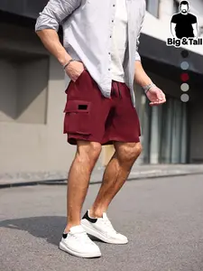 Men's Plus Size Solid Color Casual cargo shorts, Summer Versatile Men's Shorts, Practical Style for Various Occasions