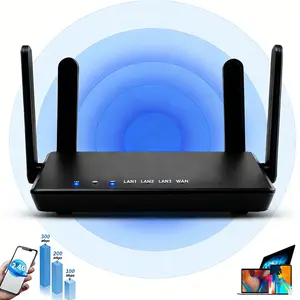 WiFi Router with 4-Antenna, Routers for Wireless Internet, Whole Home Coverage up to 1,000 Sq. ft and 40 Devices, Computer Routers for Home & Business, WPA2 Security, Easy Setup, WiFi Hotspot Router
