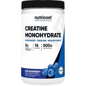 Nutricost Creatine Monohydrate Powder (Blue Raspberry), 500 Grams (1.1 LBS)