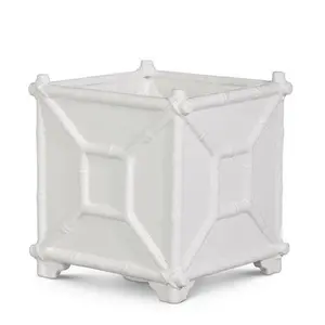 8.5" White Bamboo Planter