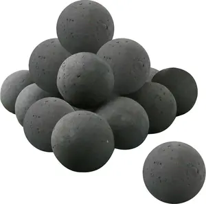 Ceramic Fire Balls Set of 15, 3 Inch Round Fire Stones Set for Indoor and Outdoor Fireplaces Accessory, Black (15, Black)