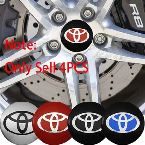 4pcs 56mm Stickers+60mm Car Wheel Center Hub Caps Rim Cover Emblem Badge For Toyota Corolla C-hr Rav4 86 Avensis Prado Auris Yaris Hilux Prius Camry Auto Accessories Car Decals Car Tire Decal