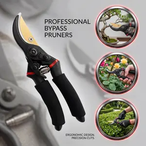 Stainless Steel Hand Pruner with Low Friction Blade – Lightweight Garden Scissors for Flowers, Bushes & Shrubs