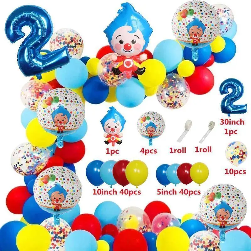 98pcs/Set Cartoon Clown Arch Garland Kit Foil Number Balloons Latex Air Globos Shower Birthday Party Decorations Kids Toys