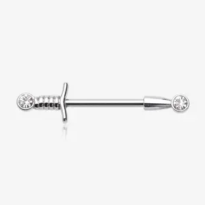 A Pair of Classic Sparkle Dagger Sword Nipple Barbell