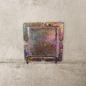 glittery square ashtray
