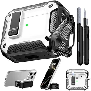 AirPods Pro 3 Generation Case Cover with Cleaner Kit, Military Hard Shell Protective Armor with Lock for AirPod Gen 3 Charging Case 2021,Front LED Visible,White