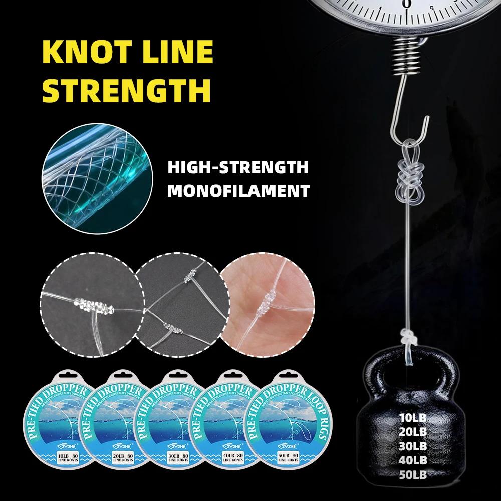 Pre‑Tied Dropper Loop Rigs Fishing Line 80 Loops 10‑50LB Saltwater Freshwater Fishing Tackle