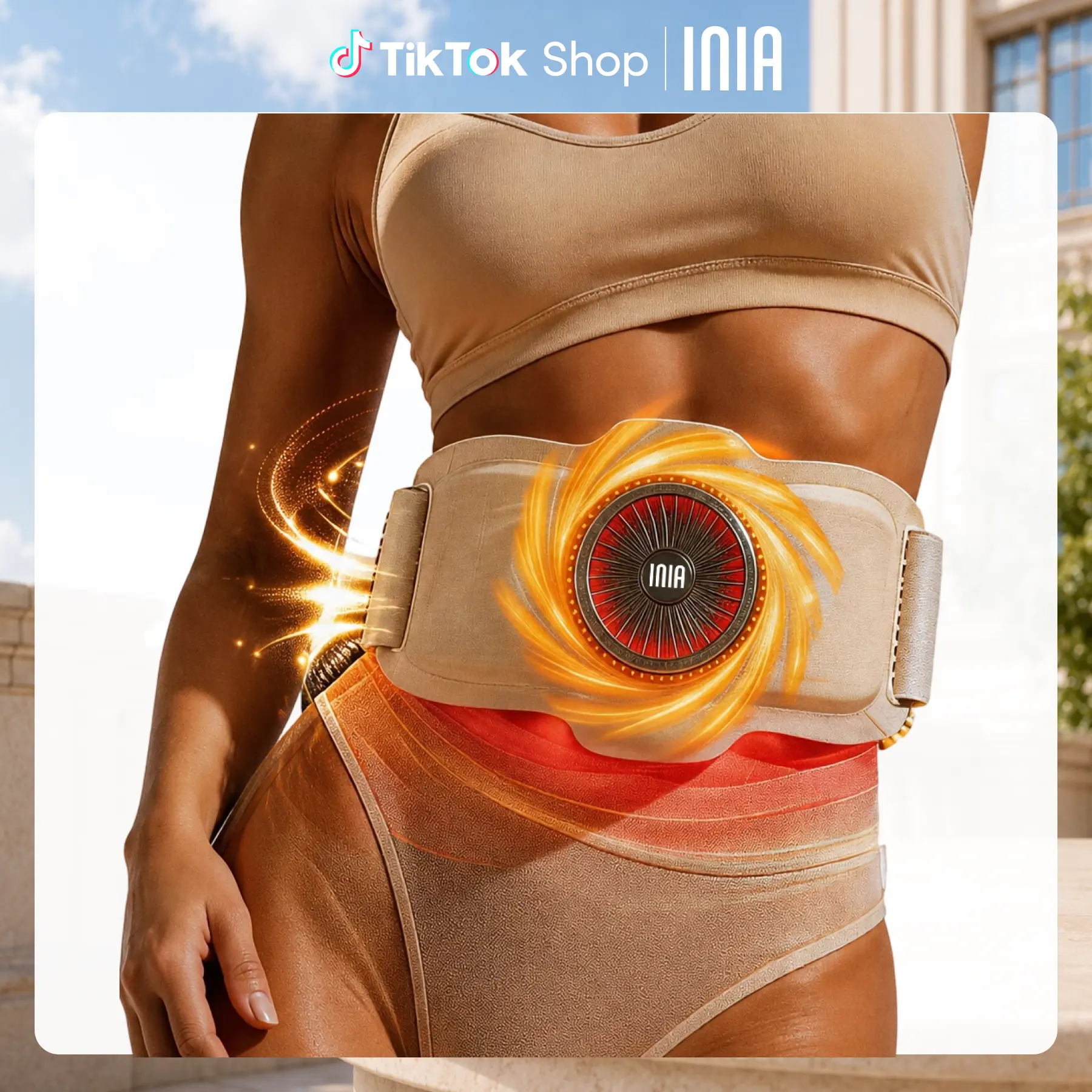 INIA TURBO All-in-One Wearable Body Sculpting Belt, 3-Engine Synergy: 1000+ RPM Vibration, Bipolar EMS, Red/NIR Light & Heat for Core Toning & Waistline Sculpting, Smart Wellness Gift for Women,back to school,back to school haul