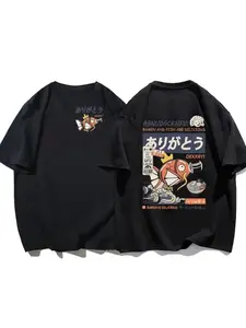 Japanese street wear T-shirt for men, Koi soy sauce printed casual women, short sleeved T-shirt for summer 2025 anime fashion Y2k clothing