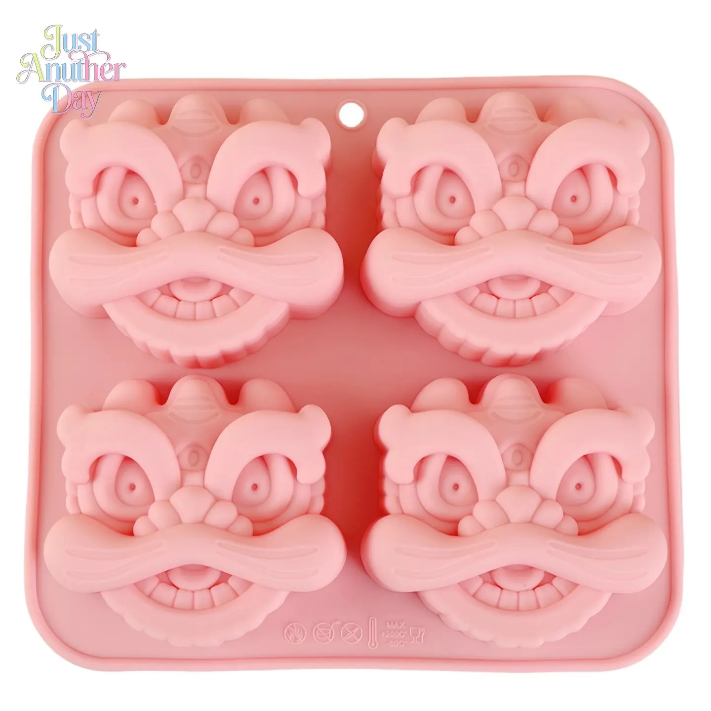 4-Cavity Chinese Lion Dance Silicone Mold, 3D Cartoon Lion Cake Mold, Multifunctional Silicone Tray for Baking, Ice Cube, Chocolate, Soap, Resin Crafts, DIY Baking Tool