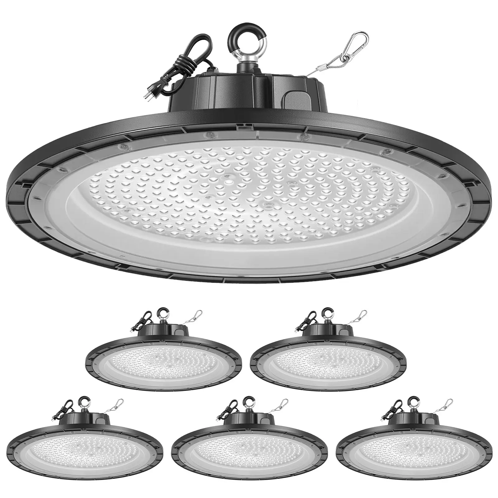 【Summerfinds】VEVOR 6 Pack LED High Bay Lights, 5000K 250W 36000LM Super Bright UFO LED Warehouse Shop Lights, IP65 Waterproof, 100-277V Wide Voltage for Warehouse Workshop Factory Gym Garage Barn, Black