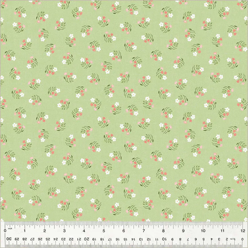 Fabric Windham Mint Floral Notes by the Quarter Yard 54439-2