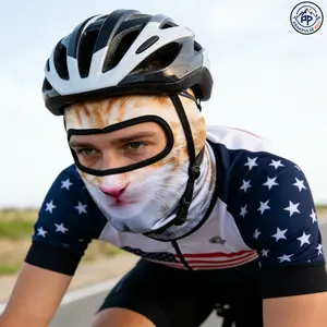 Funny 3D Orange Cat Balaclava - Goofy Cycling Face Mask for Outdoor Sports Sun Protection Breathable Pet Lover Streetwear gaiter motorcycle use Animal-Ear