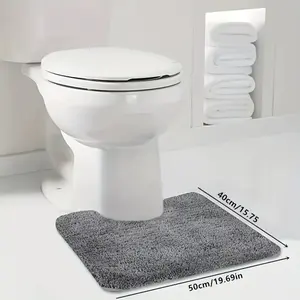 1 piece bathroom toilet mat, long plush bath mat, U-shaped contour carpet, non-slip mat, floor mat. Soft and comfortable, super absorbent, non-slip, thick, easy to dry, suitable for bathroom.
