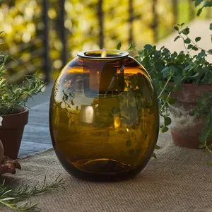 The Hand-Blown Glass Oval - AMBER - Luminara Flameless Candle