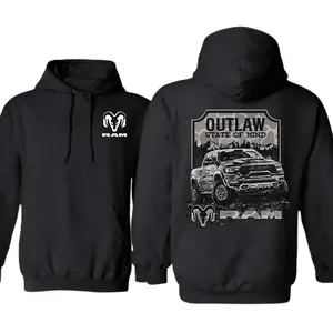 Dodge Ram Outlaw Camo Hoodie, 2 Sided, Vintage Truck Hoodie, Unisex Casual Wear, Camo Style, Gift For Truck Enthusiasts, Full Size, Full Color