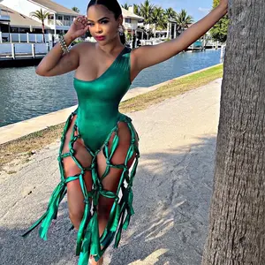 Imperial Luxe Fringe Leotard (Emerald)