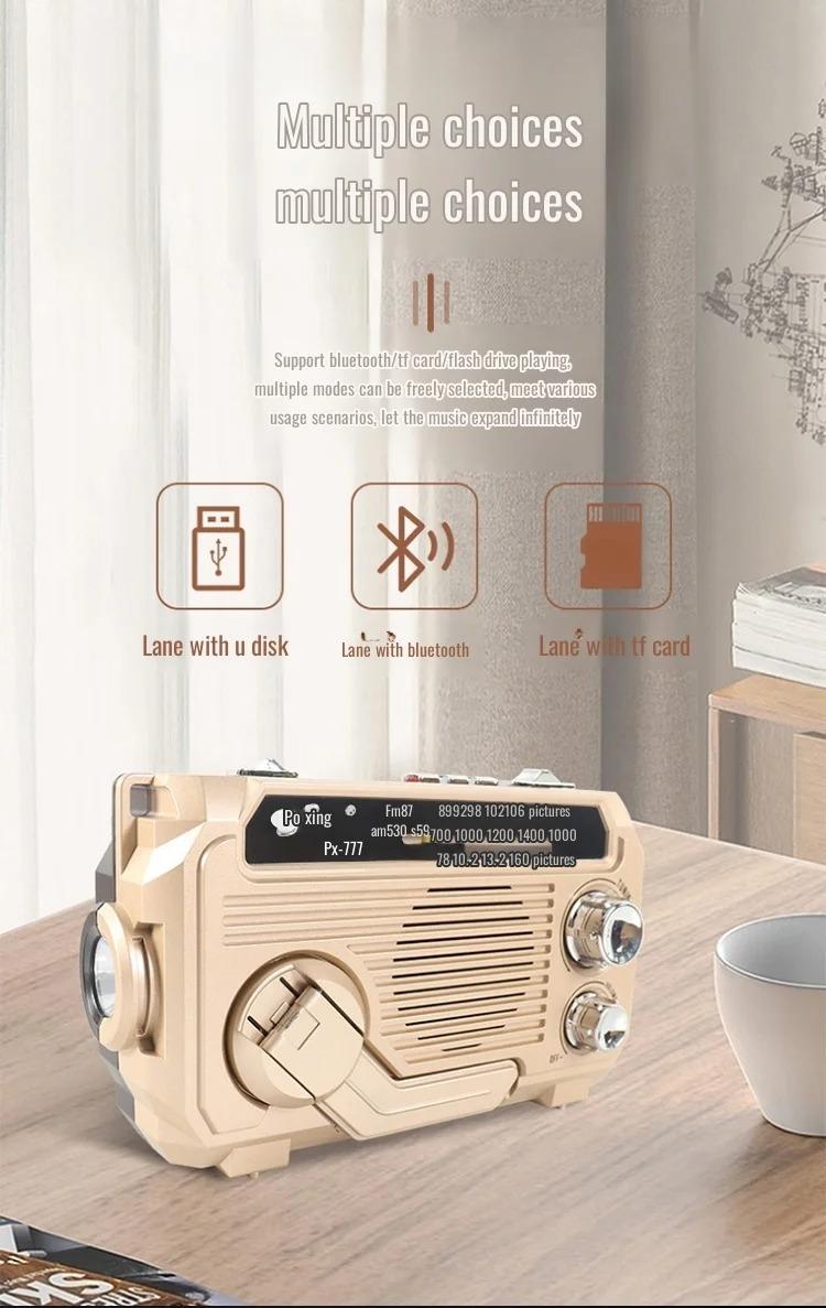 Emergency Weather Alert Radio Hand Crank Radio Emergency Weather Radio Portable Power Bank Usb/Solar/Hand Crank Charging, Bluetooth Loud Volume