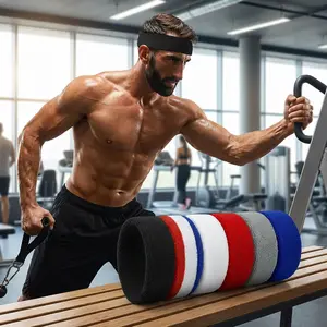 Unisex Sweatbands Sports Headband - Terry Cloth Moisture Wicking Headband for Tennis Basketball Running Gym Fitness Workout Sweat Absorbent Comfortable Adjustable Headwear for Men Women Activewear