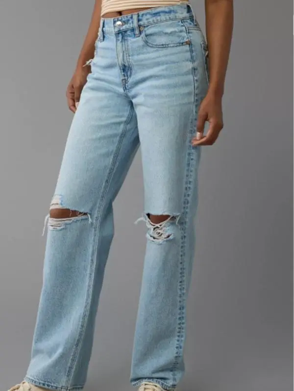 Women's High-Waisted Wide Leg Jeans - Ripped Light Wash Baggy Denim Grunge Bottoms with a Stretchy Back, Bottom, Baggy Jeans, Plus Size, Grunge Aesthetic, Affordable Fashion, High Water Jeans