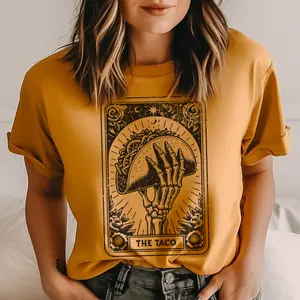 Taco Tarot Graphic Tee Cinco De Mayo Tarot Tshirt Mexican Festival Casual Crewneck T-Shirt