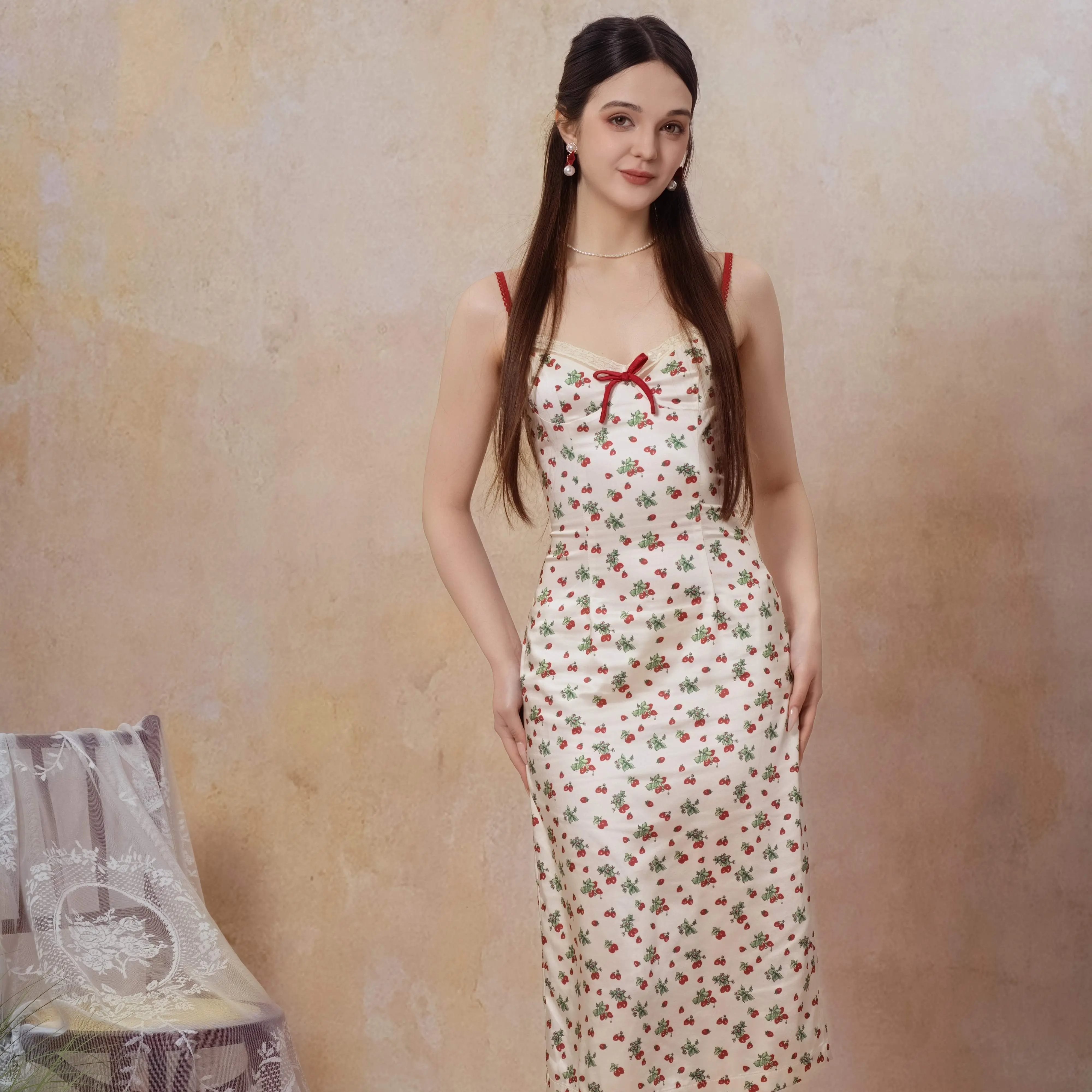 Cherry Blossom Farm Dress-LuminaVenus Dresses Manwha Dress Elegant Black Women's Formal Fishtail Dress Elegant Outfits Brides Party Wedding Upcoming Female Style Adjustable Cute birthday outfit Girly Elastic