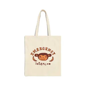 Emergency Intercom Monkey Logo Cotton Tote Bag, Funny Animal Graphic Reusable Shopping Bag, Eco-Friendly Grocery Tote, Novelty Printed