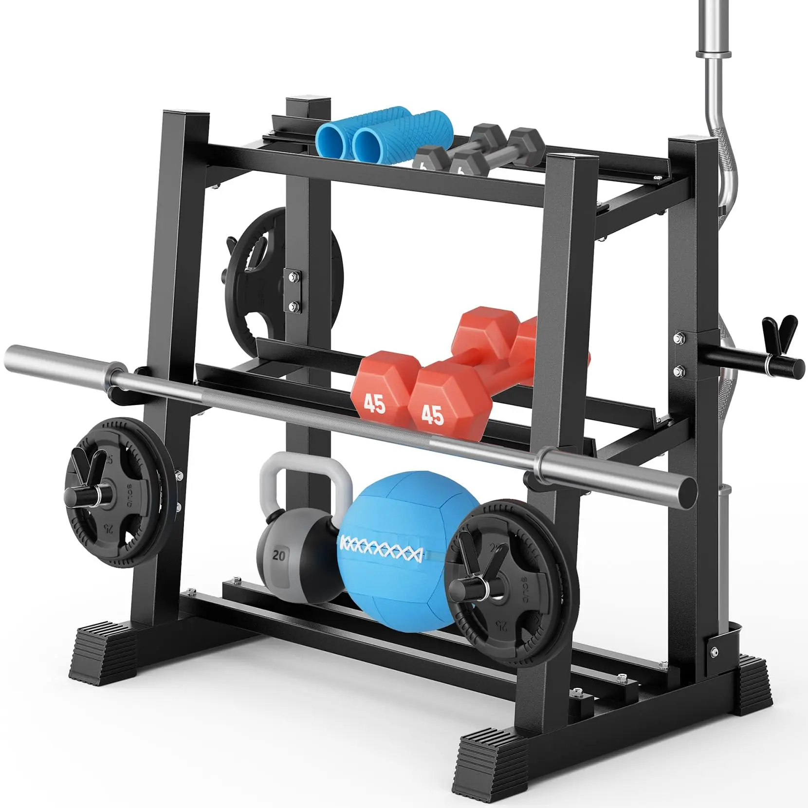 YOLEO Dumbbell Rack - 3 Tier & 5 Tier Compact Weight Rack for Dumbbell, Kettlebell, Barbell, Heavy Duty Weight Storage Organizer, Space-Saving Dumbbell Storage Stand Holder for Home Gym - 1100LBS Capacity (Rack Only)