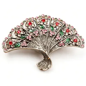 Fashion Baroque Vintage Fan Brooch Creative Women's Corsage Pin