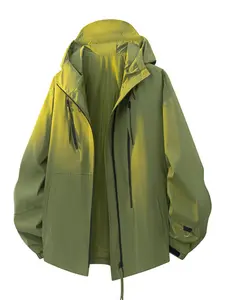 Men's Outdoor Zipper Function Jacket, Sun Protection Windbreaker, Lightweight Waterproof Fabric, Breathable, Hooded Design, Hiking Camping Fishing