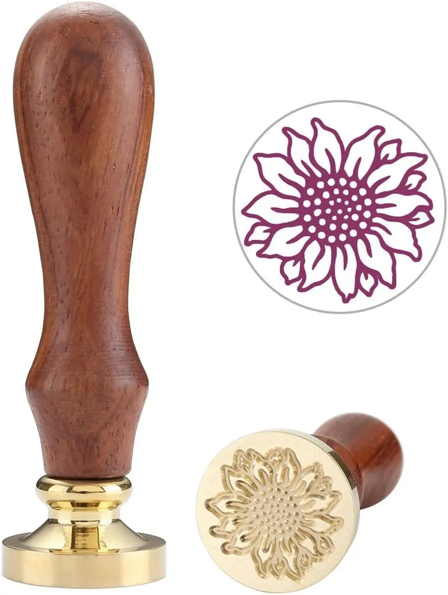 Sunflower Wax Seal Stamp, Vintage Flora Series Sealing Wax Stamp, Great for Embellishment of Envelopes, Wedding Invitations, Wine Packages, Christmas Cards, Gifts