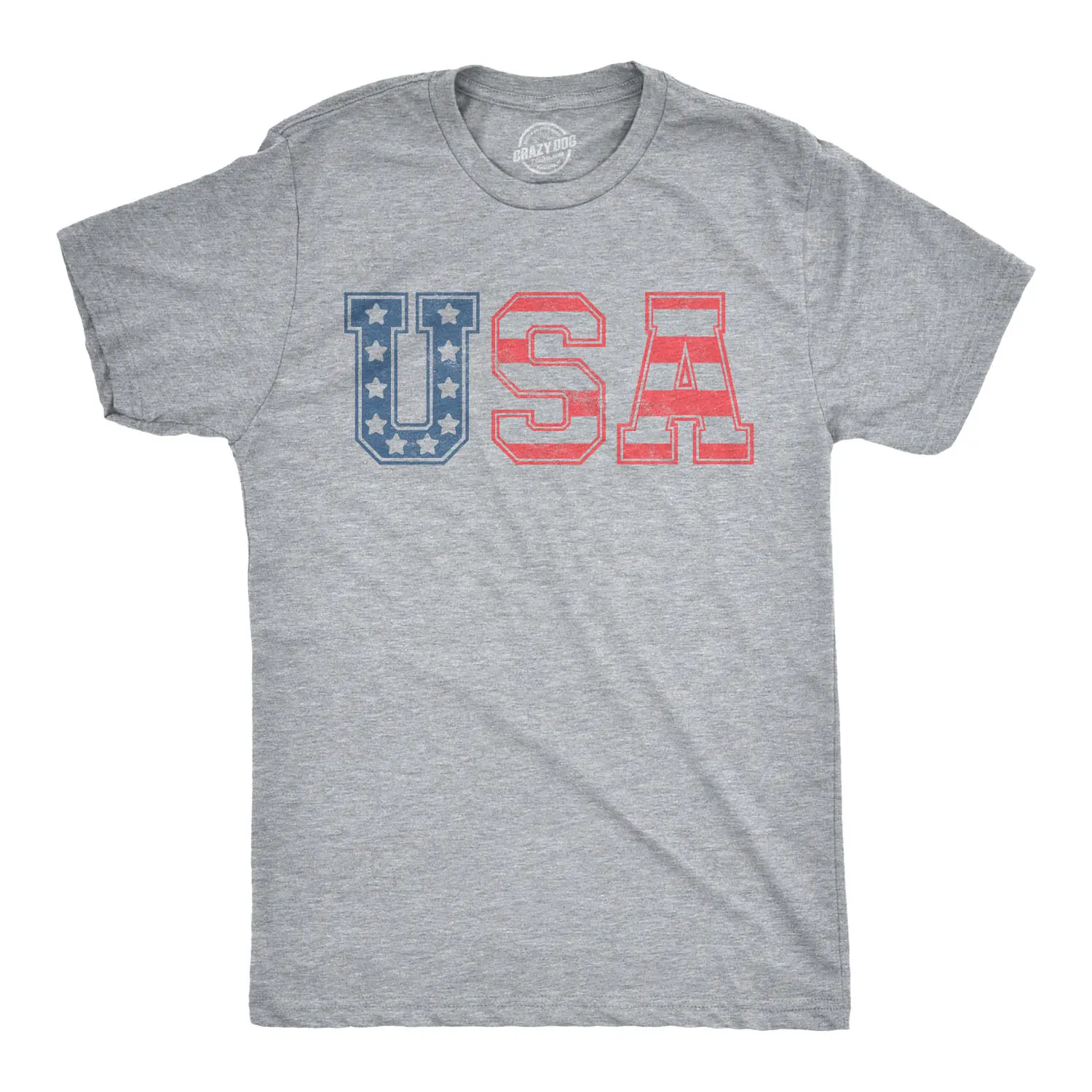 Mens USA Vintage T Shirt 4th Of July Independence Day T Shirt Patriotic America Mens Funny T Shirts Cool Vintage Fashion T-Shirt Gift Classic Menswear Patriotic Apparel for Men Novelty Tees for Guys Light Grey
