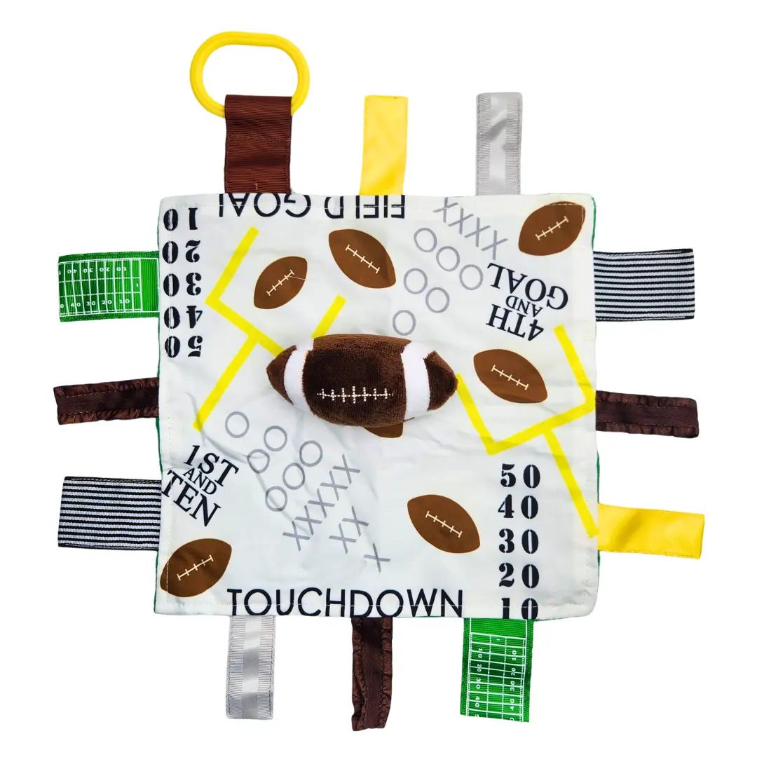 Baby Jack The Learning Lovey Football Sports Tag Toy Sensory Soother 10" x 10"